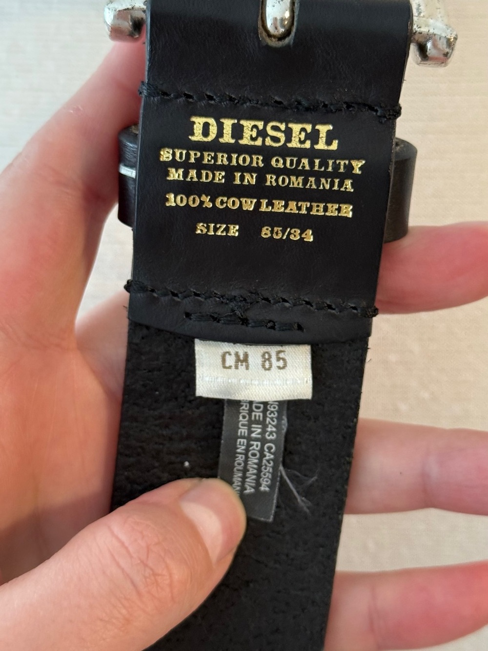 Diesel Black Leather Belt Size 85/34 - Picture 7 of 8